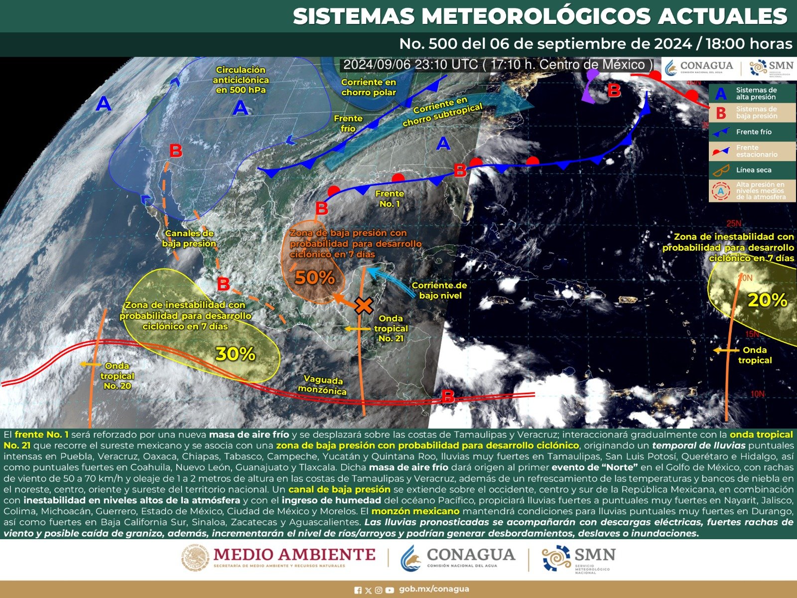Pronóstico del tiempo para Tamaulipas 7 Septiembre 2024