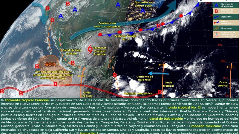 Pronóstico del tiempo para Tamaulipas 10 Septiembre 2024