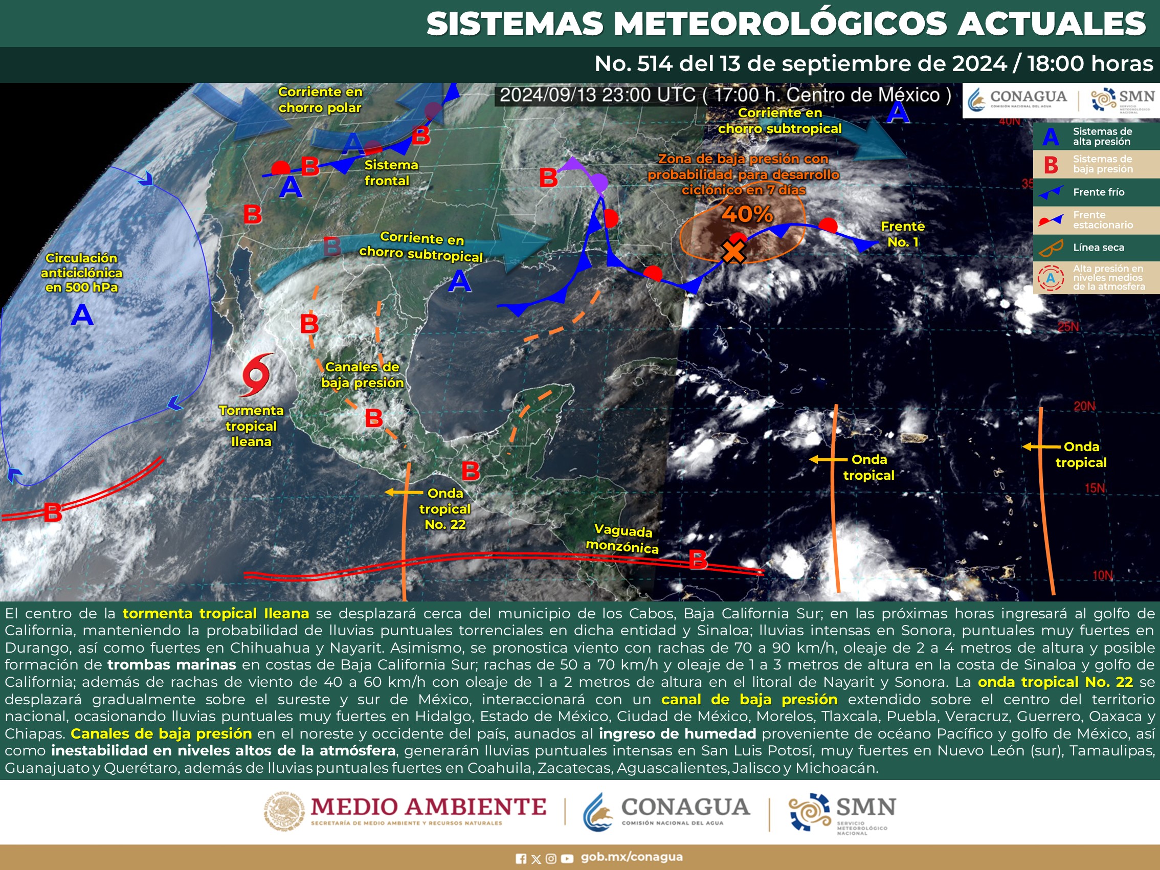 Pronóstico del tiempo para Tamaulipas 14 Septiembre 2024