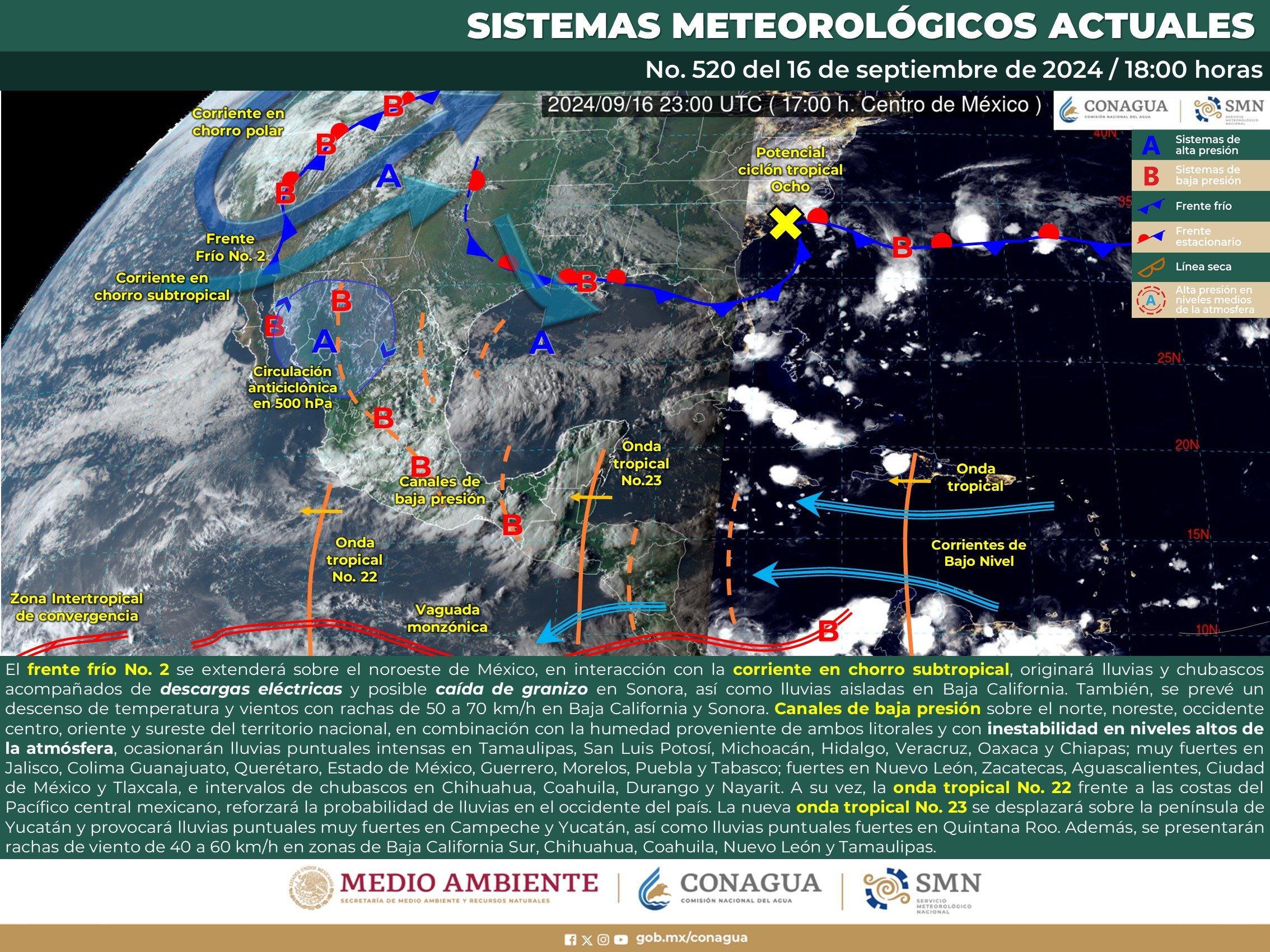 Pronóstico del tiempo para Tamaulipas 17 Septiembre 2024