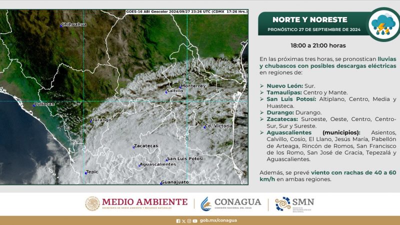 Pronóstico del tiempo para Tamaulipas 28 Septiembre 2024
