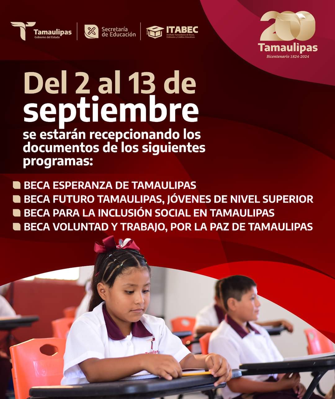 Gobierno de Tamaulipas Abre Convocatorias para Becas con Fecha Límite el 13 de Septiembre