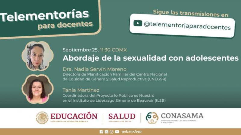 Invitan a Docentes a Telementoría sobre Educación Sexual en Adolescentes