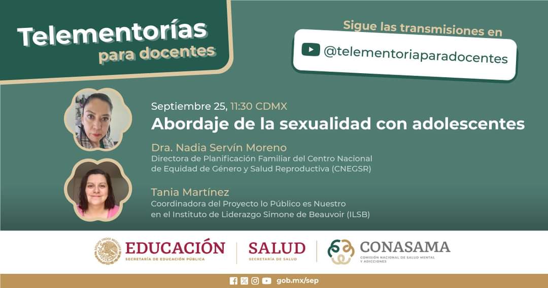 Invitan a Docentes a Telementoría sobre Educación Sexual en Adolescentes
