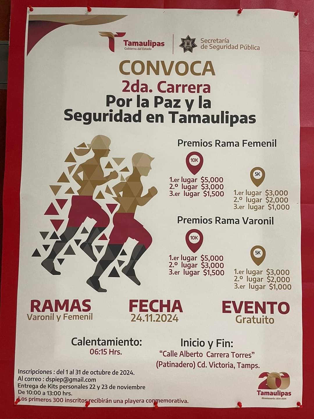 SSPT invita a la Segunda Carrera por la Paz y la Seguridad en conmemoración del aniversario de la Guardia Estatal