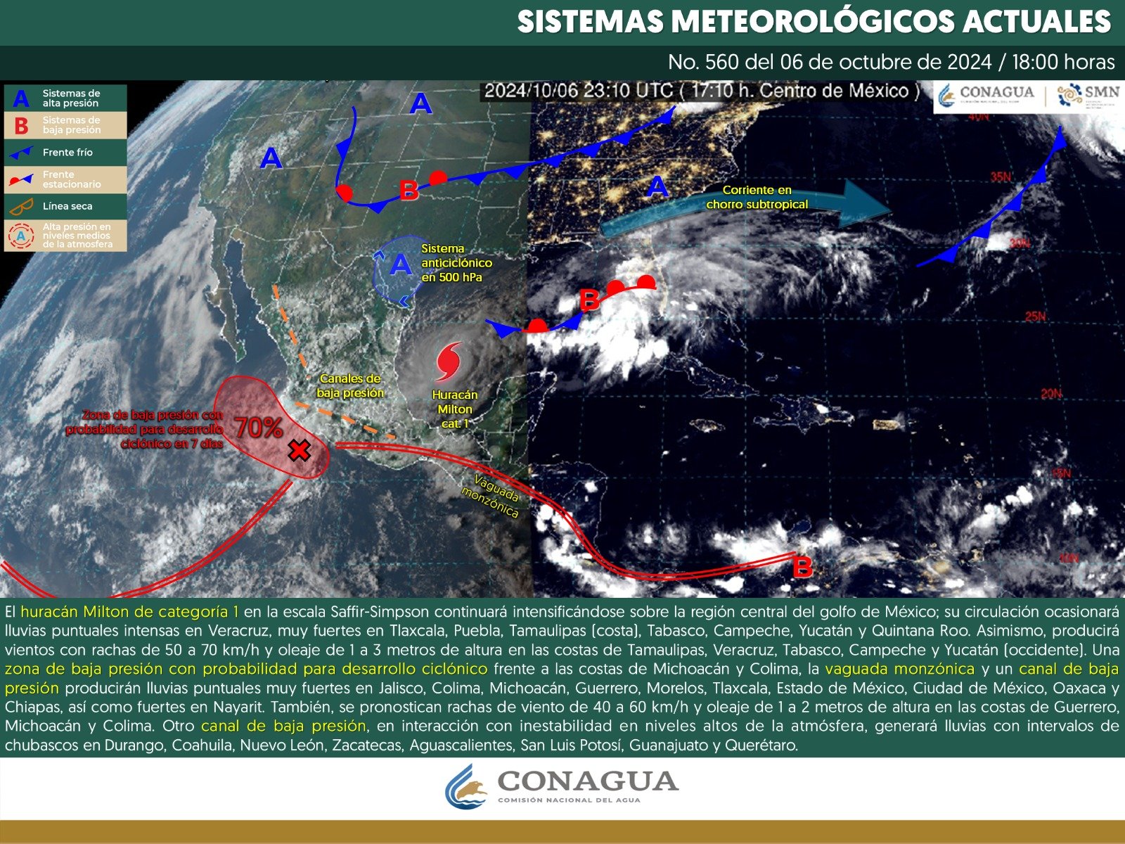 Pronóstico del tiempo para Tamaulipas 7 Octubre 2024
