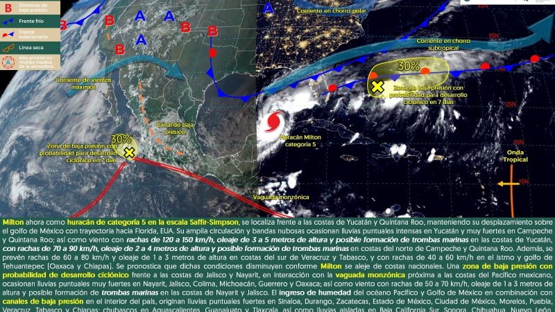 Pronóstico del tiempo para Tamaulipas 9 Octubre 2024