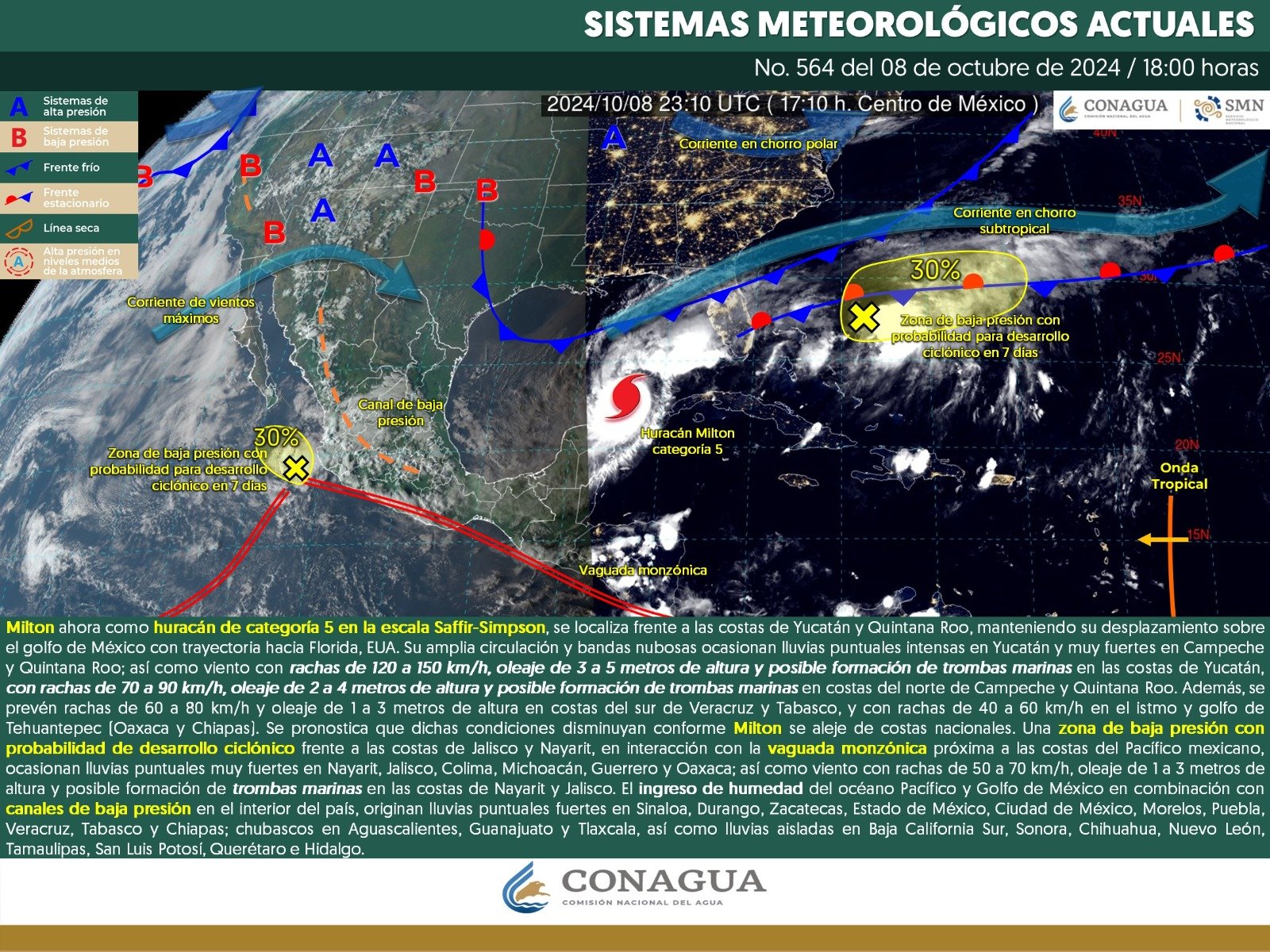 Pronóstico del tiempo para Tamaulipas 9 Octubre 2024