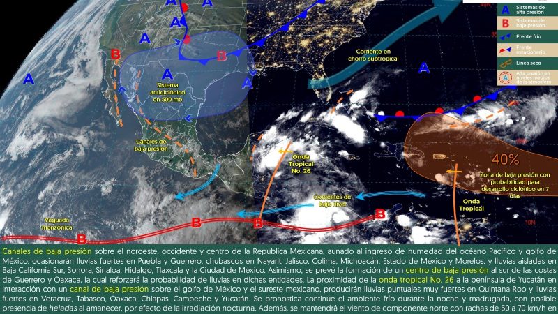 Pronóstico del tiempo para Tamaulipas 14 Octubre 2024
