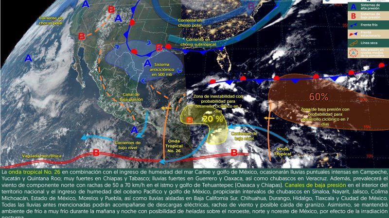 Pronóstico del tiempo para Tamaulipas 15 Octubre 2024