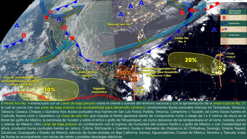 Pronóstico del tiempo para Tamaulipas 18 Octubre 2024