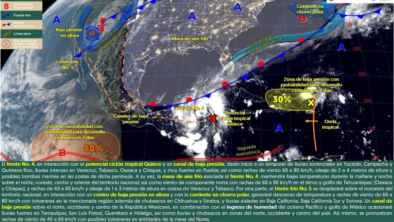 Pronóstico del tiempo para Tamaulipas 19 Octubre 2024