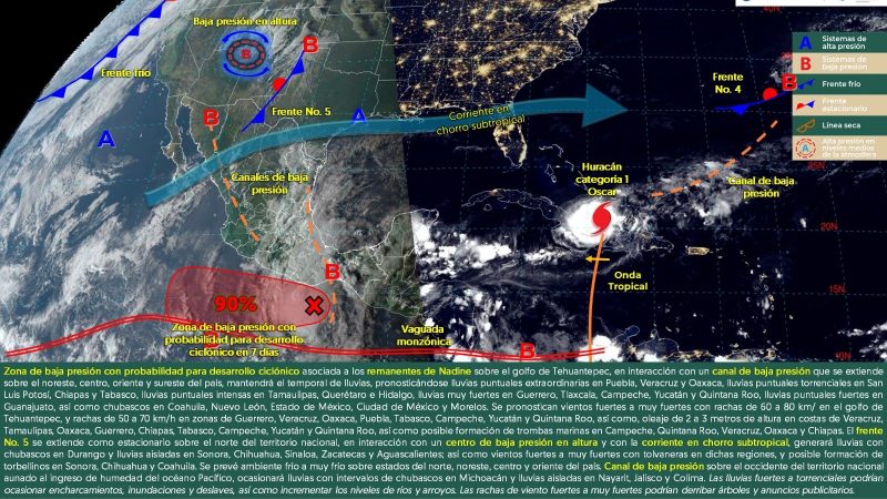 Pronóstico del tiempo para Tamaulipas 21 Octubre 2024