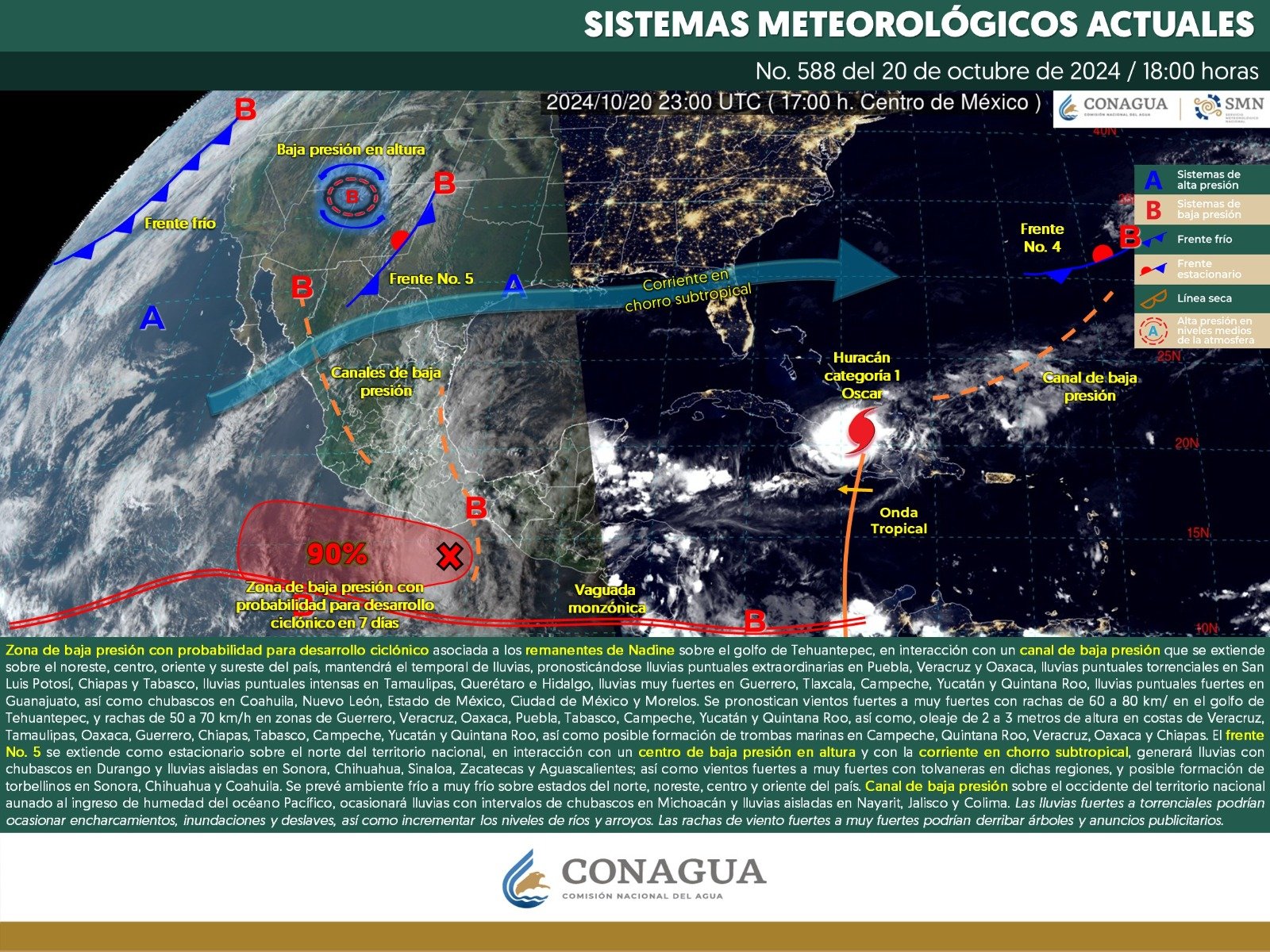 Pronóstico del tiempo para Tamaulipas 21 Octubre 2024