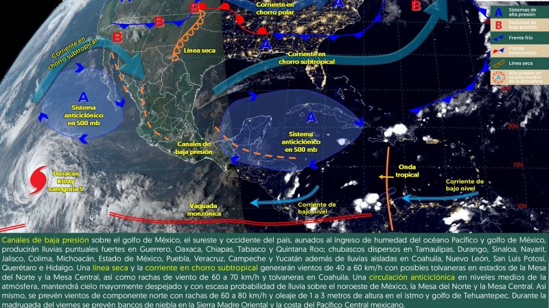 Pronóstico del tiempo para Tamaulipas 25 Octubre 2024