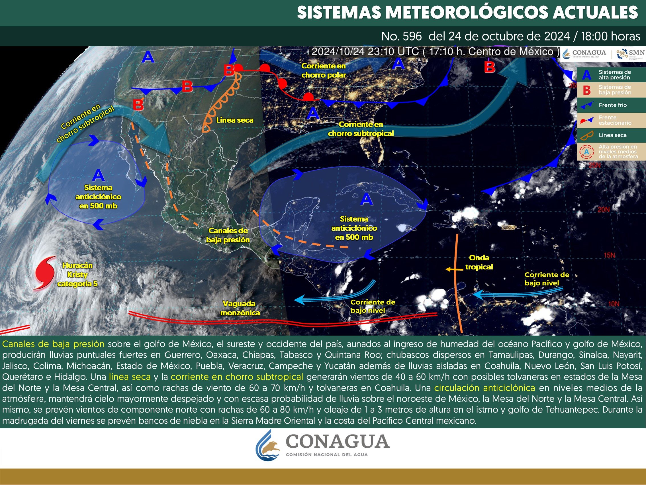 Pronóstico del tiempo para Tamaulipas 25 Octubre 2024