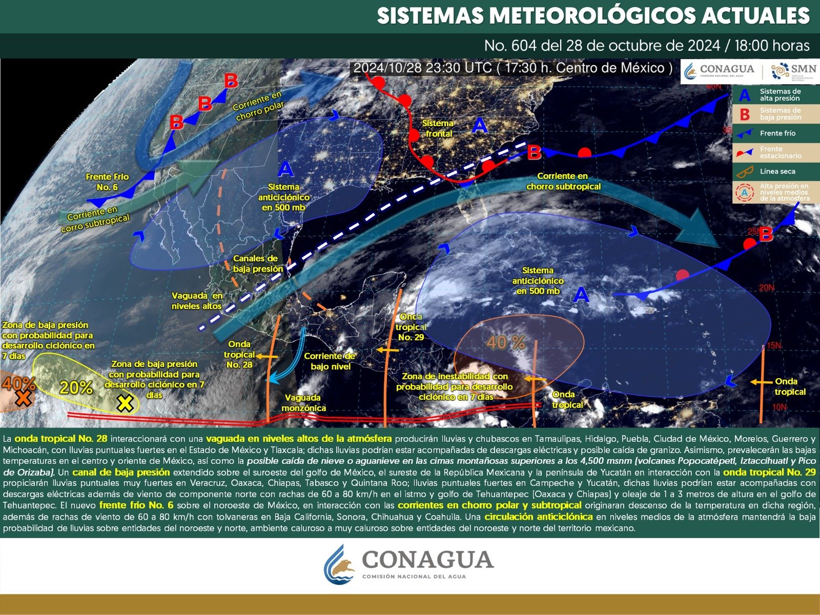 Pronóstico del tiempo para Tamaulipas 29 Octubre 2024