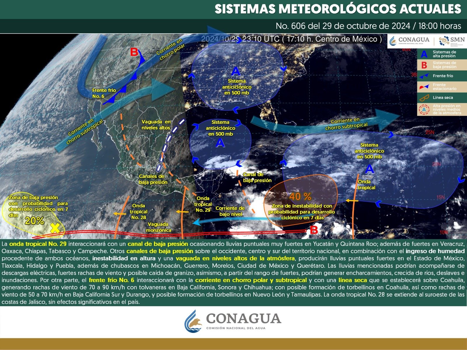 Pronóstico del tiempo para Tamaulipas 30 Octubre 2024