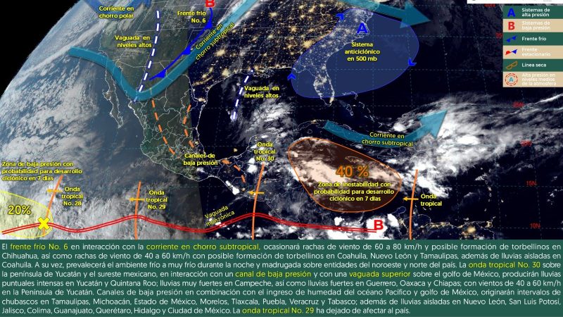 Pronóstico del tiempo para Tamaulipas 31 Octubre 2024
