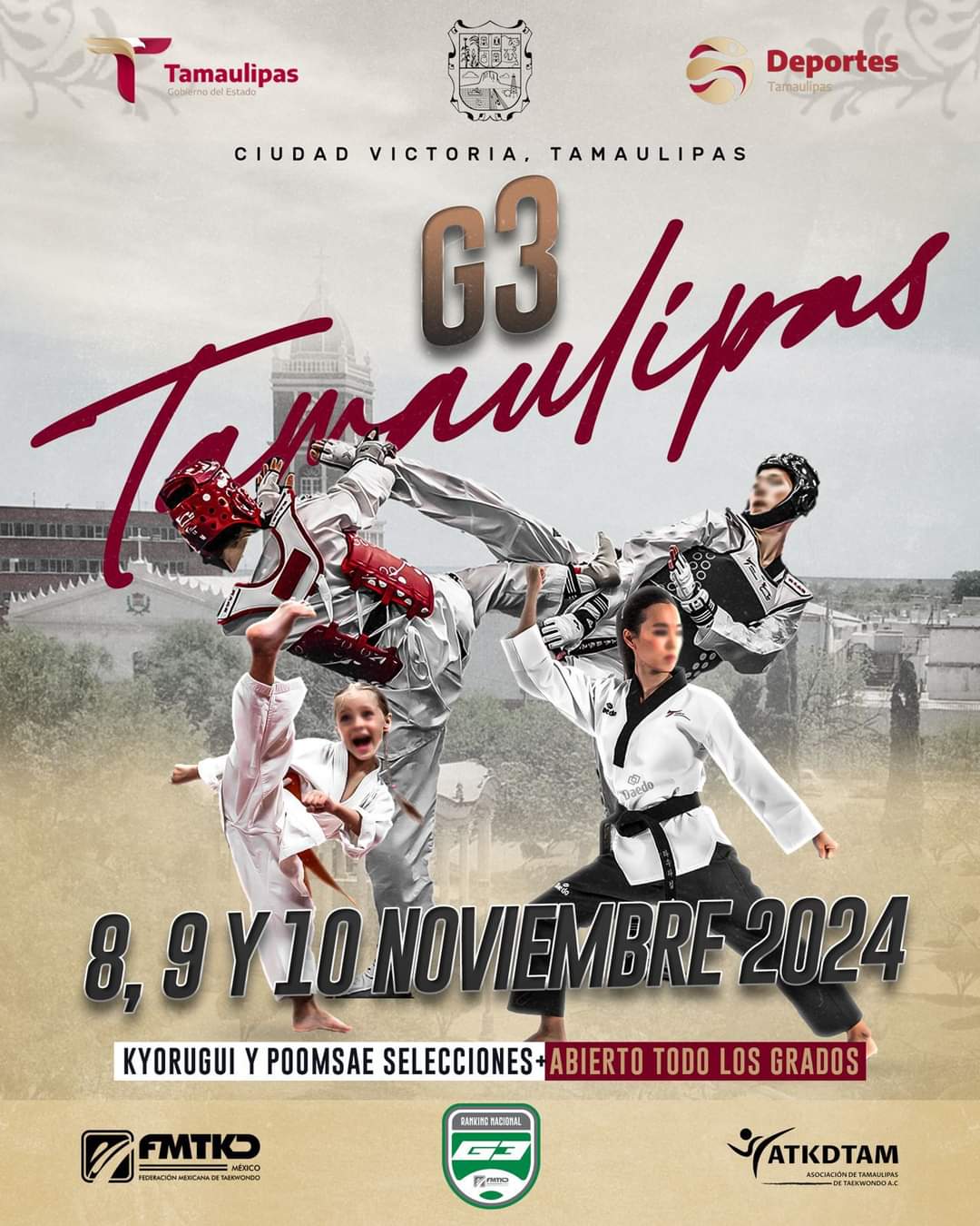 Tamaulipas será sede del “G3 Tamaulipas 2024” de Taekwondo