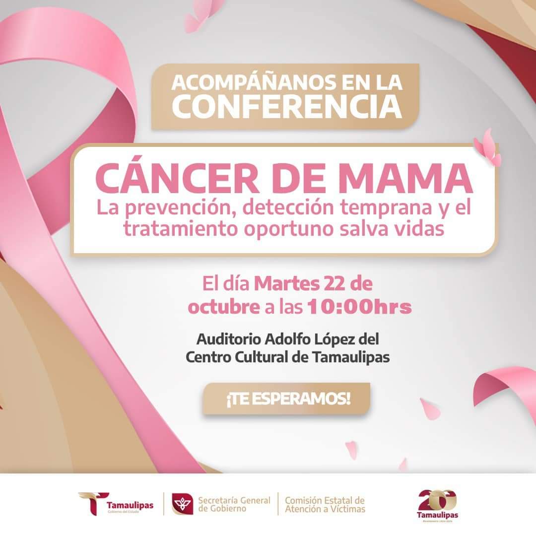 Invitan a Conferencia Especial sobre Cáncer de Mama en el Centro Cultural Tamaulipas