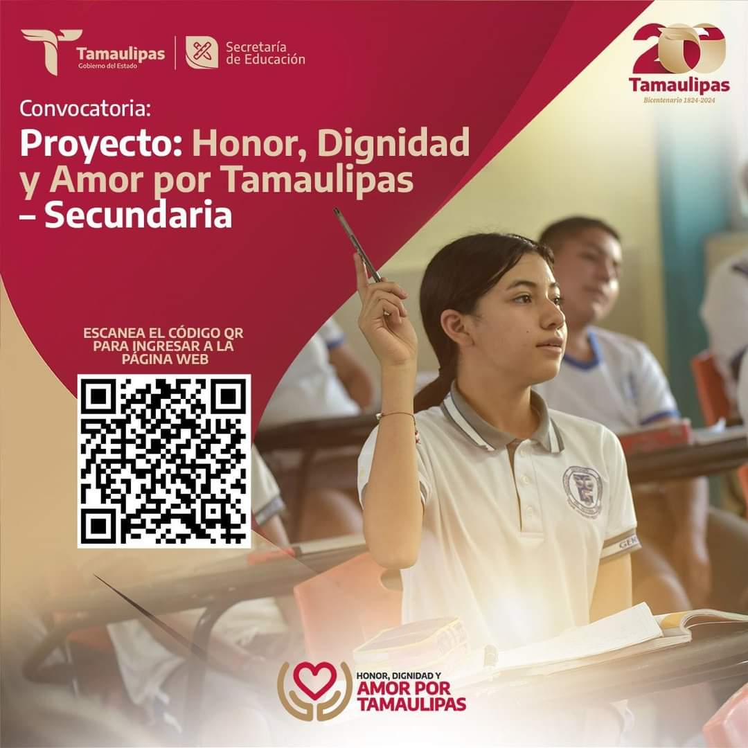 Convocan a secundarias de Tamaulipas a proyecto «Honor, Dignidad y Amor por Tamaulipas»