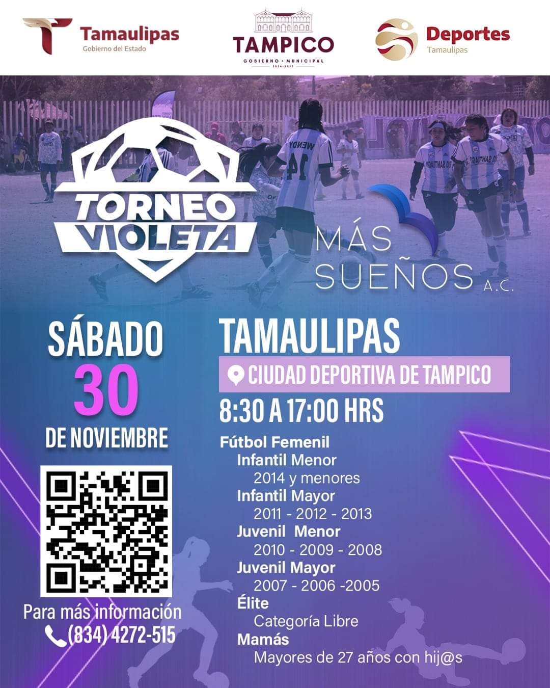 Anuncian el 16º Torneo de Fútbol Femenil «Torneo Violeta» en Tampico
