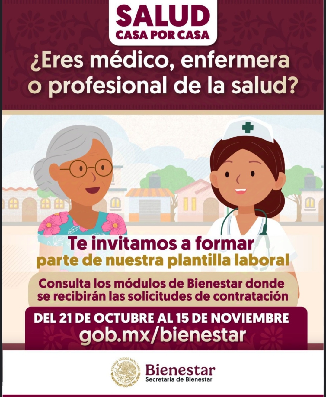 Abren Convocatoria para Personal Médico y de Enfermería en Tamaulipas como Parte del Programa Salud Casa por Casa