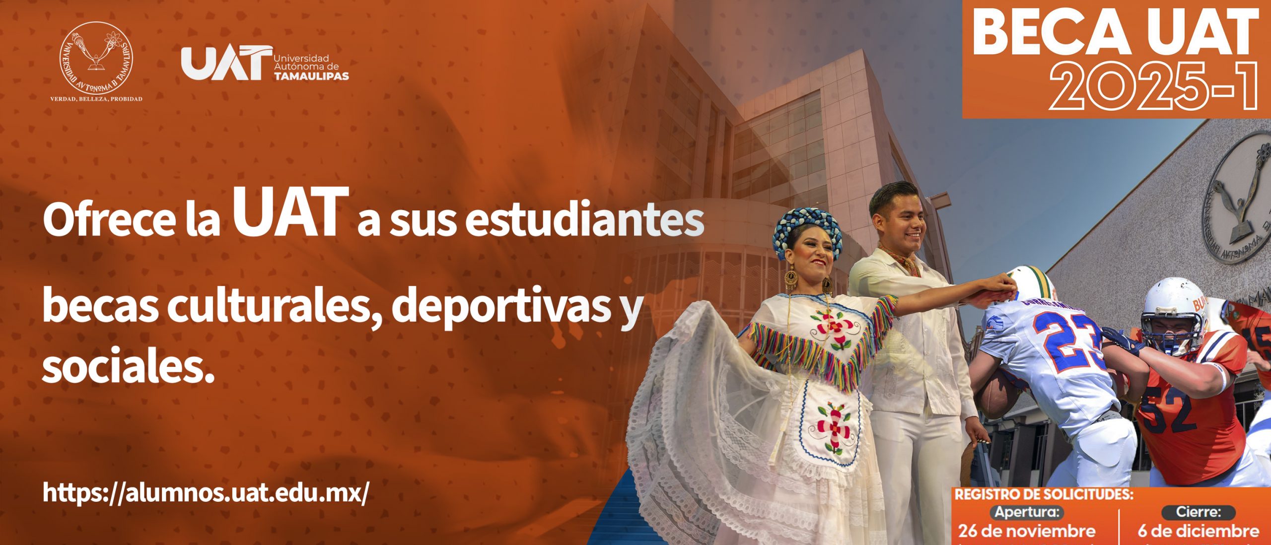 Ofrece la UAT a sus estudiantes becas culturales, deportivas y sociales