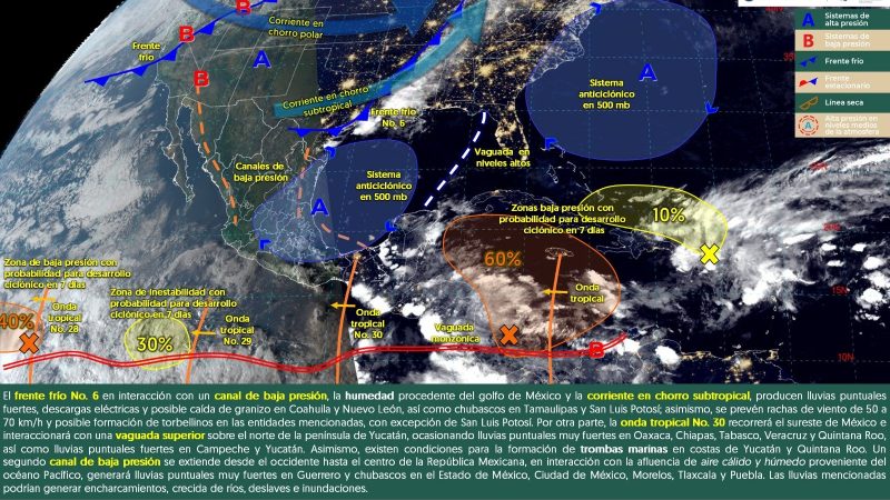 Pronóstico del tiempo para Tamaulipas 1 Noviembre 2024