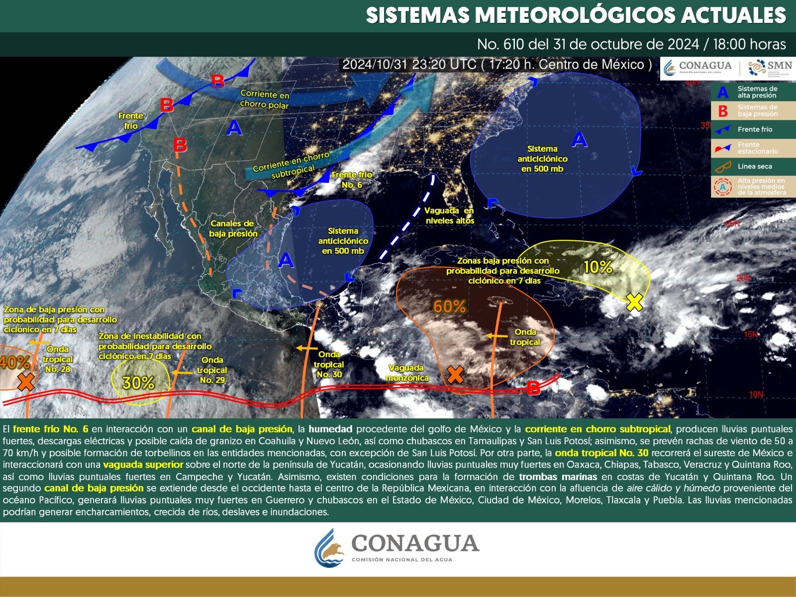 Pronóstico del tiempo para Tamaulipas 1 Noviembre 2024