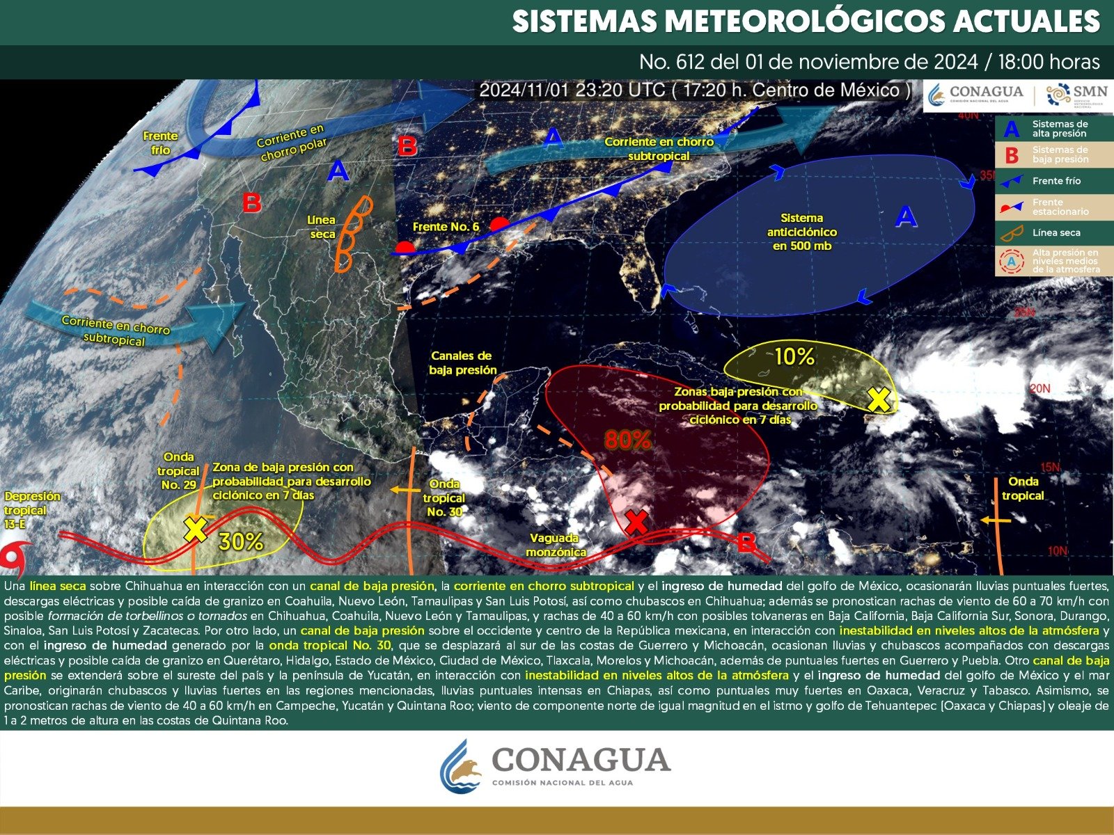 Pronóstico del tiempo para Tamaulipas 2 Noviembre 2024