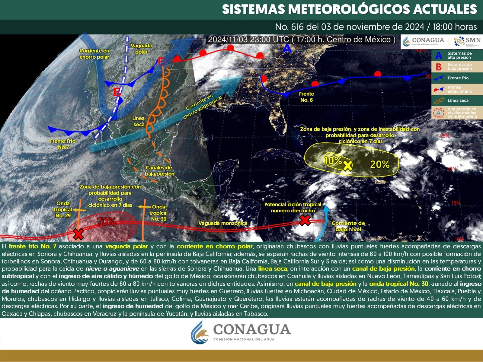 Pronóstico del tiempo para Tamaulipas 4 Noviembre 2024