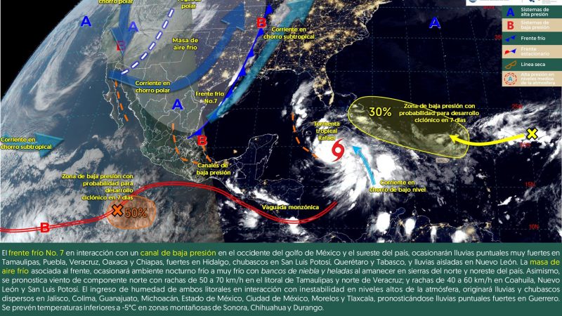 Pronóstico del tiempo para Tamaulipas 6 Noviembre 2024