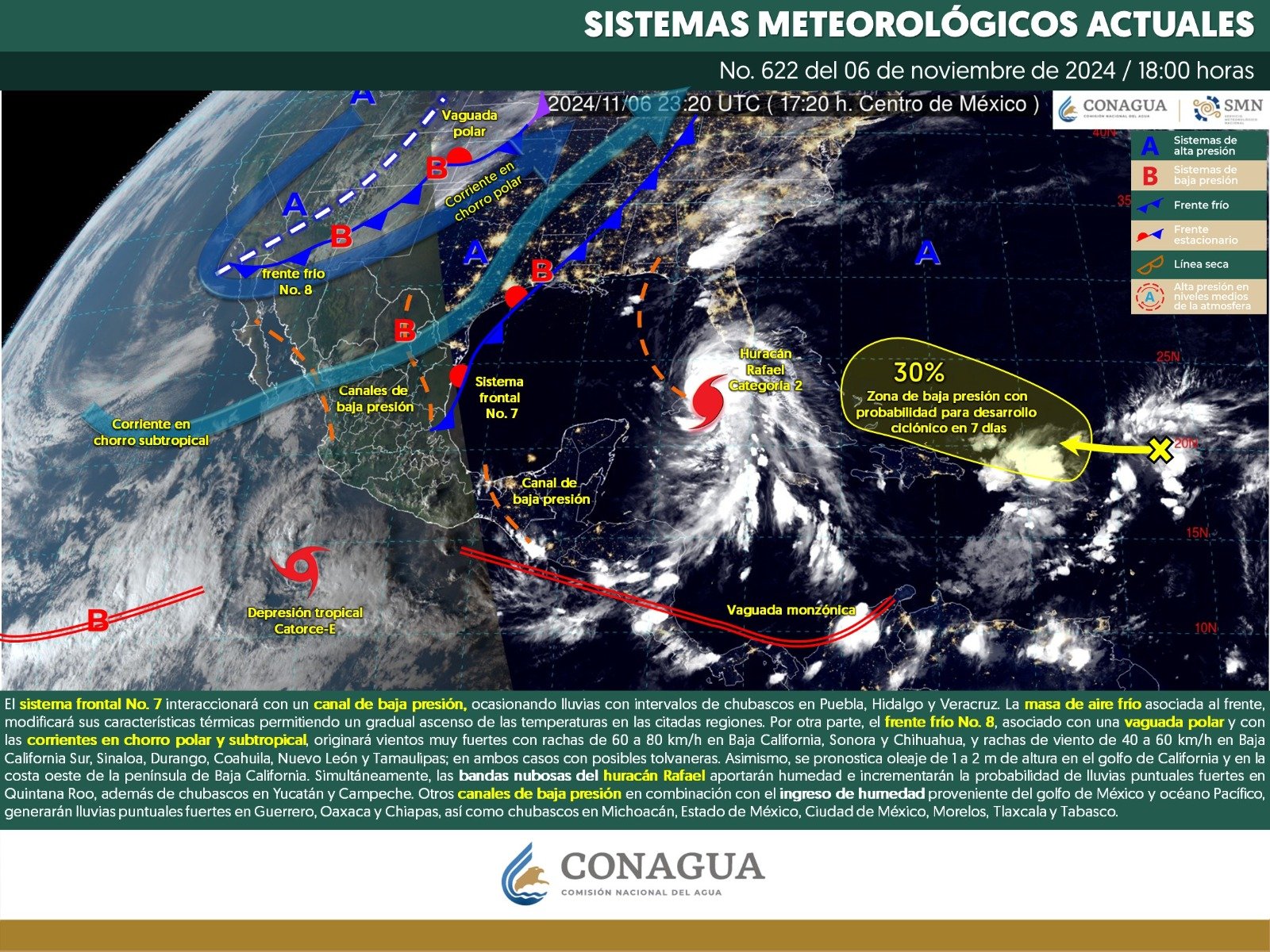 Pronóstico del tiempo para Tamaulipas 7 Noviembre 2024