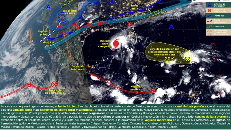 Pronóstico del tiempo para Tamaulipas 8 Noviembre 2024