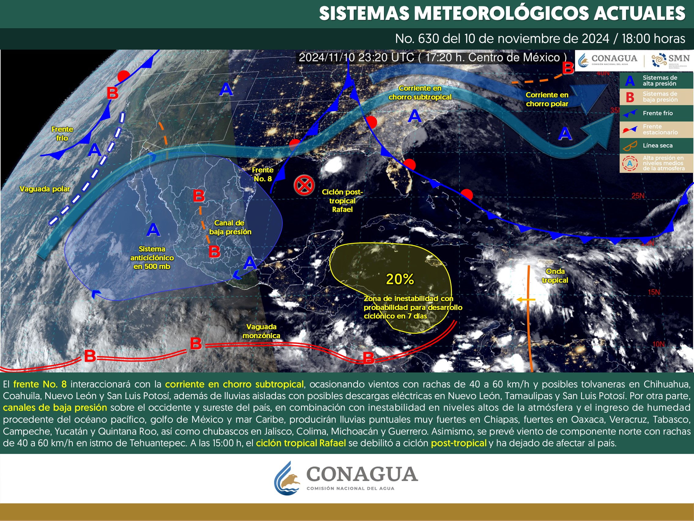 Pronóstico del tiempo para Tamaulipas 11 Noviembre 2024