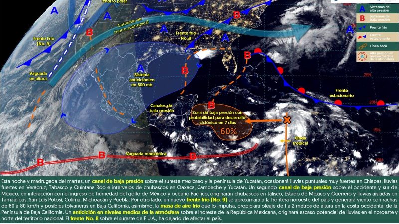 Pronóstico del tiempo para Tamaulipas 12 Noviembre 2024