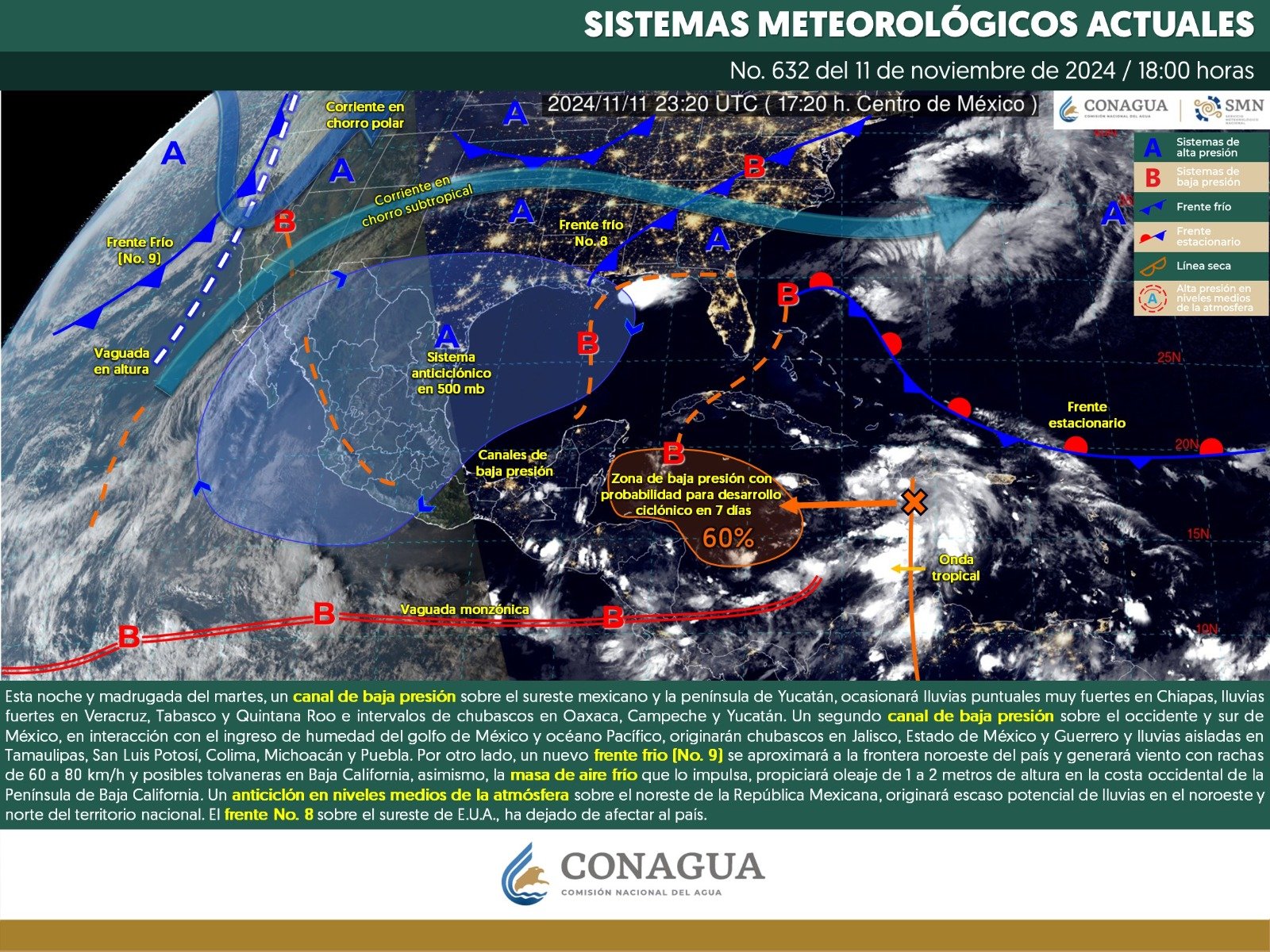 Pronóstico del tiempo para Tamaulipas 12 Noviembre 2024