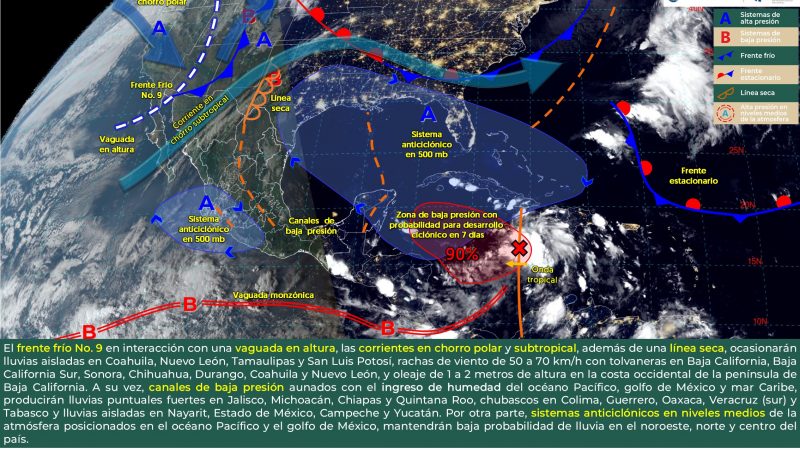 Pronóstico del tiempo para Tamaulipas 13 Noviembre 2024