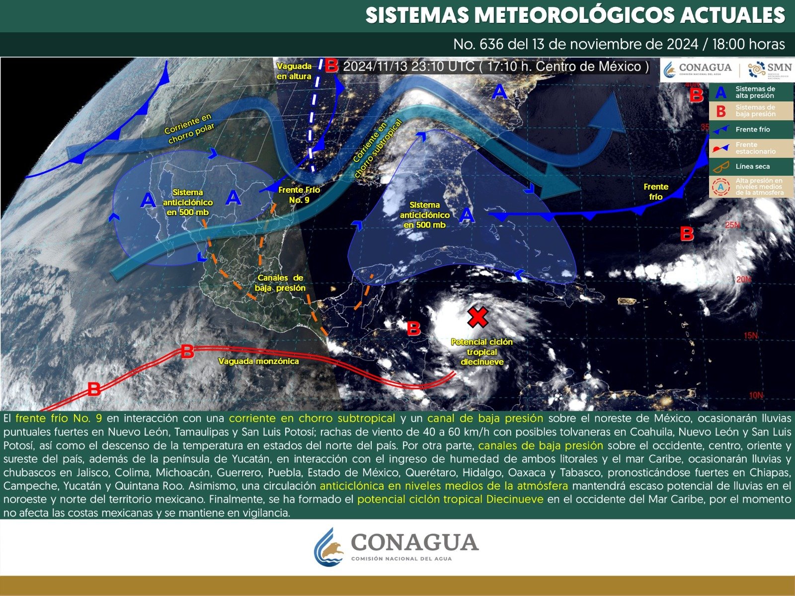 Pronóstico del tiempo para Tamaulipas 14 Noviembre 2024