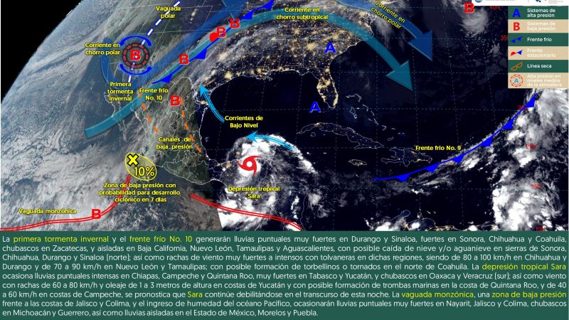 Pronóstico del tiempo para Tamaulipas 18 Noviembre 2024
