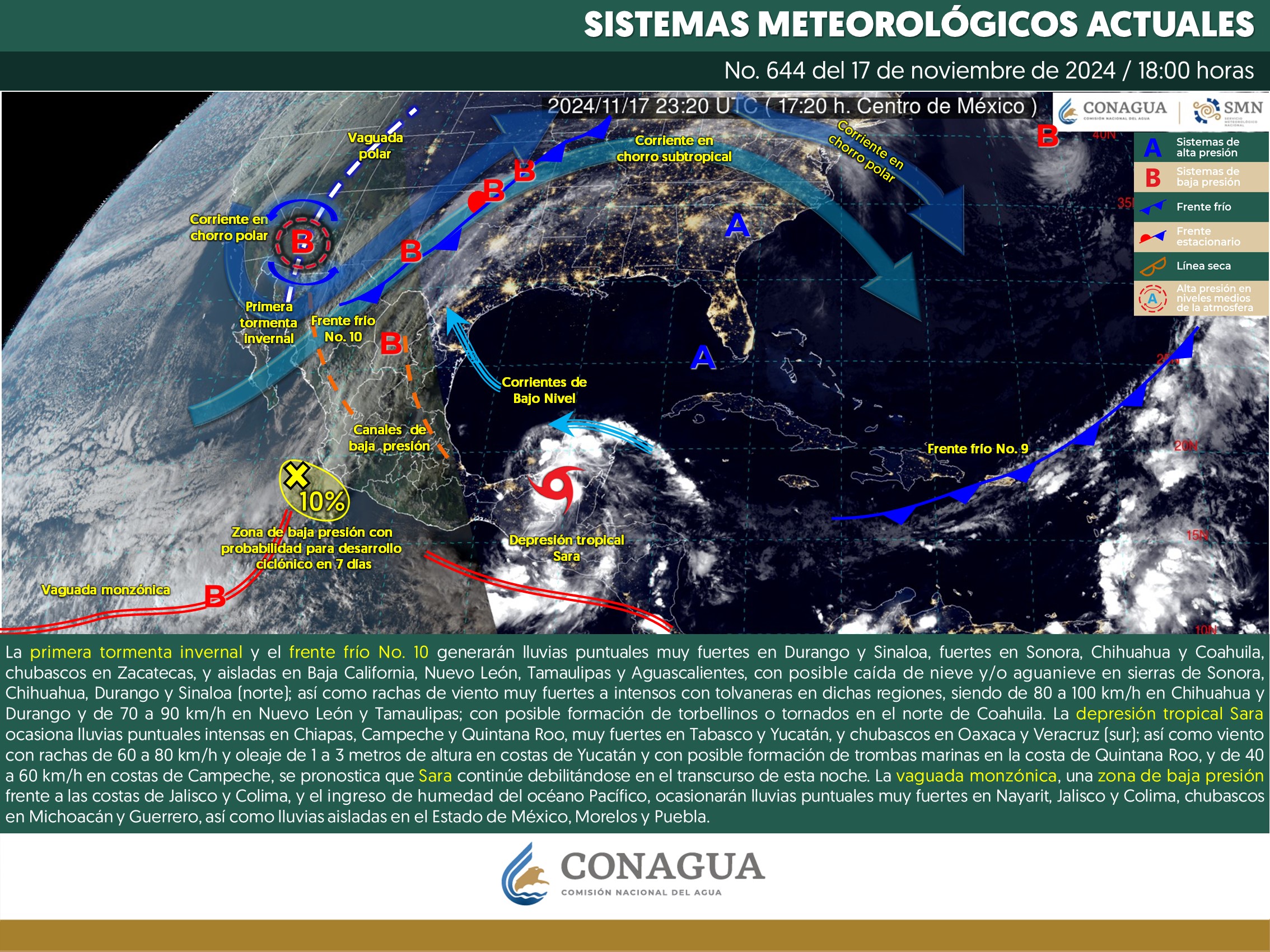 Pronóstico del tiempo para Tamaulipas 18 Noviembre 2024