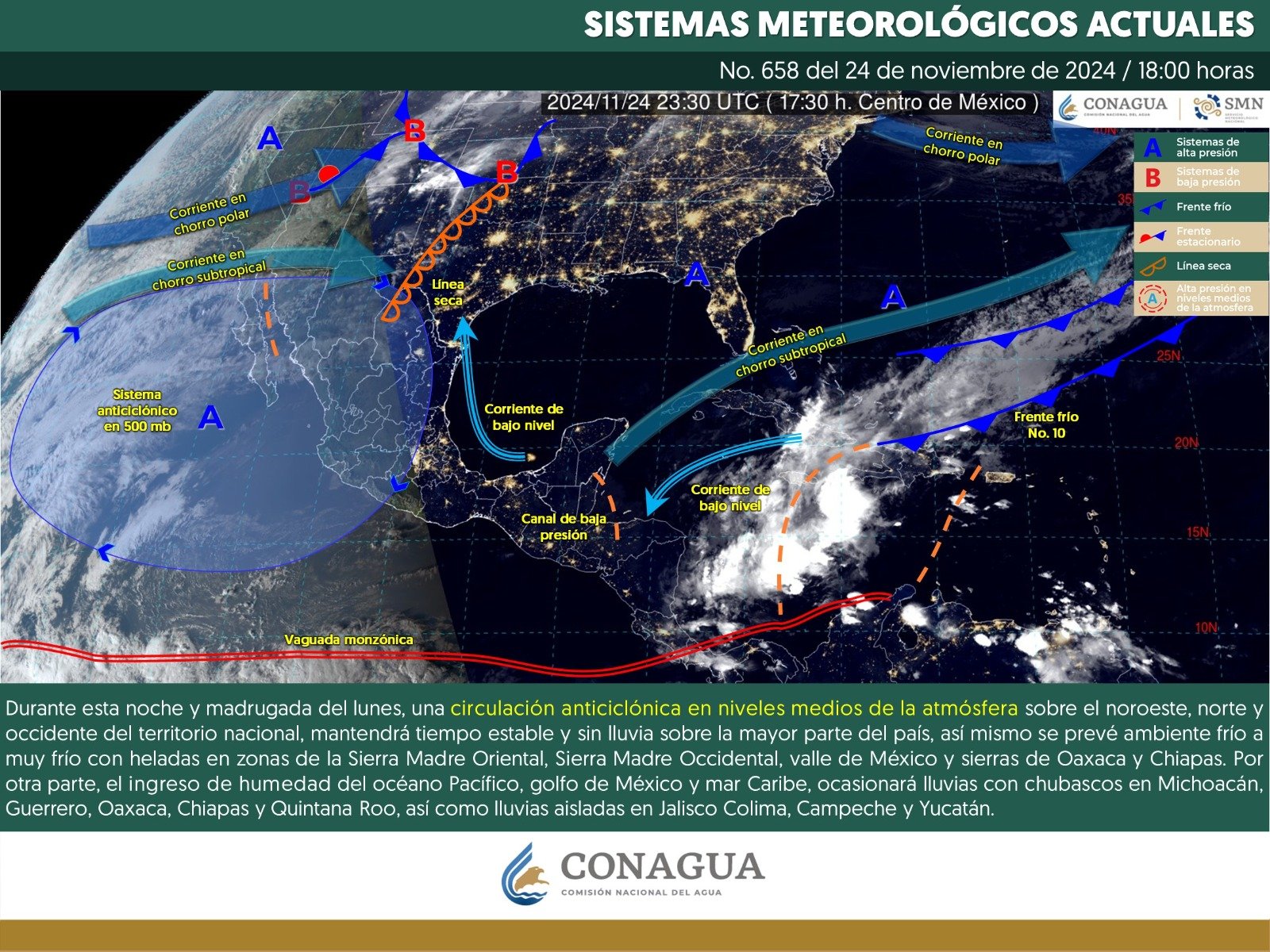 Pronóstico del tiempo para Tamaulipas 25 Noviembre 2024