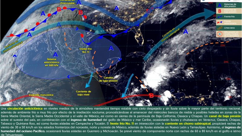 Pronóstico del tiempo para Tamaulipas 27 Noviembre 2024