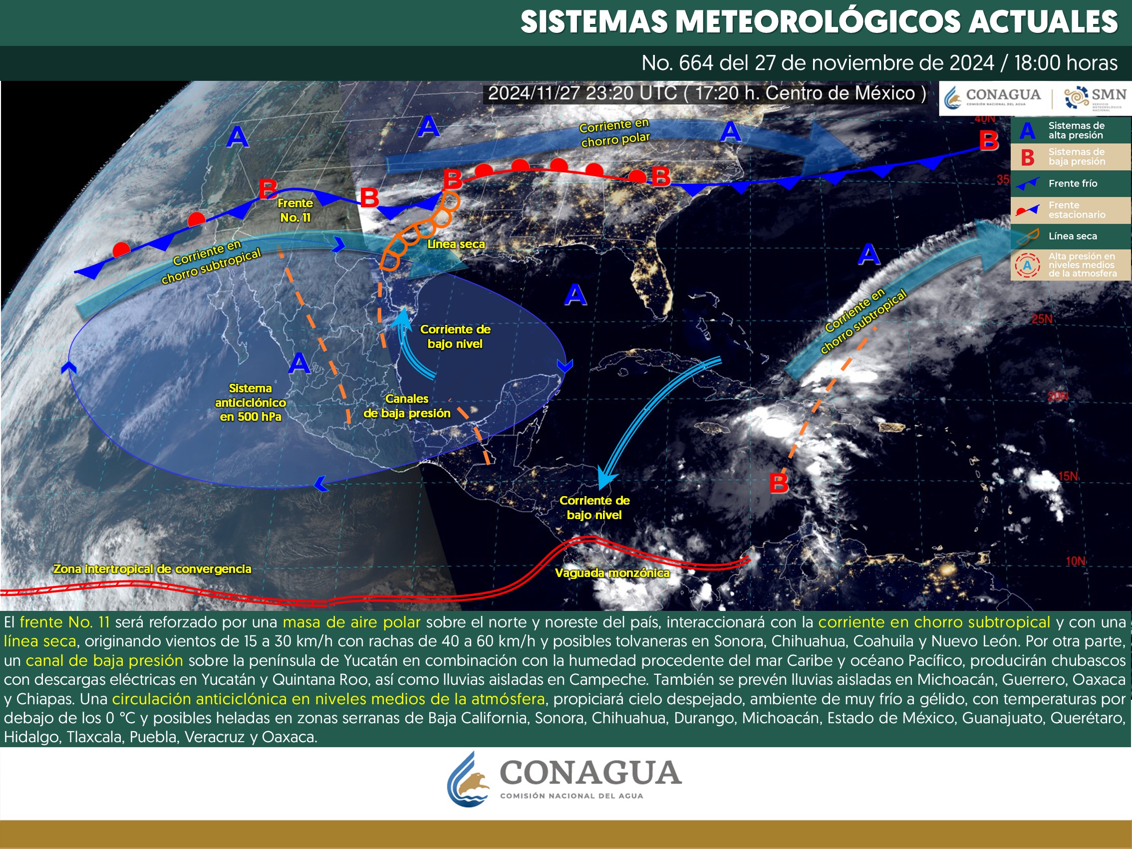 Pronóstico del tiempo para Tamaulipas 28 Noviembre 2024