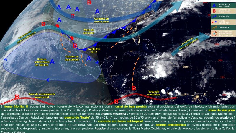 Pronóstico del tiempo para Tamaulipas 29 Noviembre 2024
