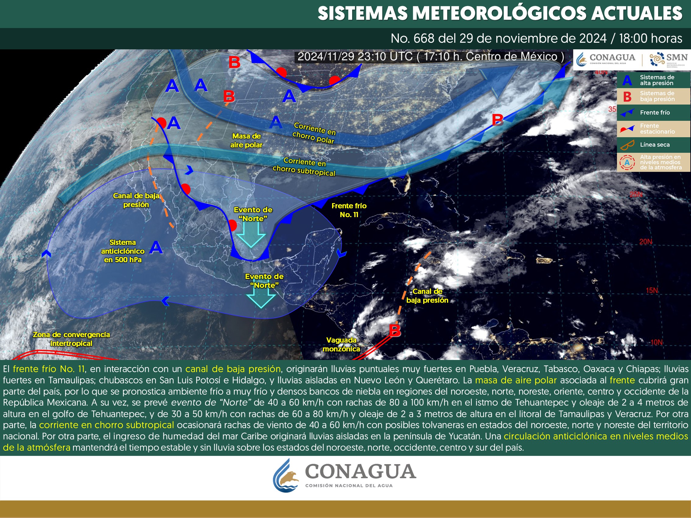 Pronóstico del tiempo para Tamaulipas 30 Noviembre 2024 agosto