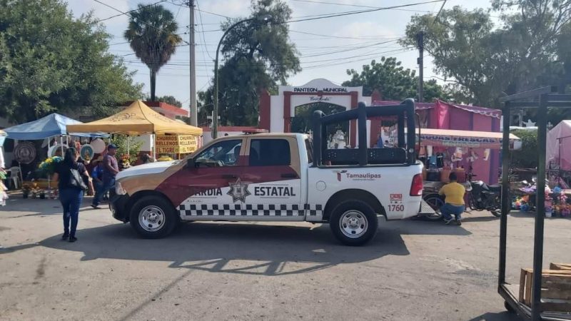 Guardia Estatal implementa operativo de seguridad en panteones por Día de Muertos