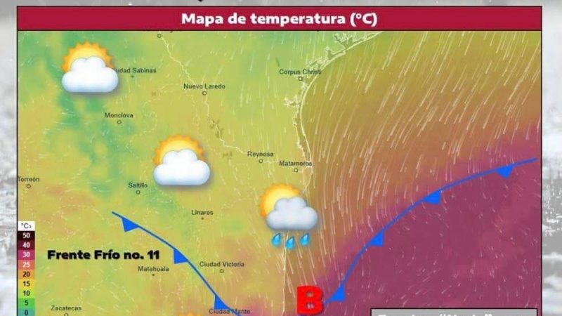 Nuevo frente frío llegará a Tamaulipas con lluvias, vientos y descenso térmico